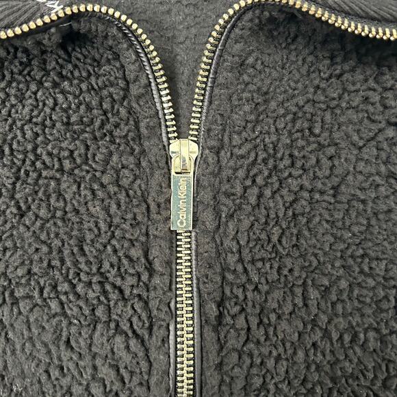 CALVIN KLEIN Women’s Half-Zip Fleece Sweater (Black | Size M) - Picture 3 of 6